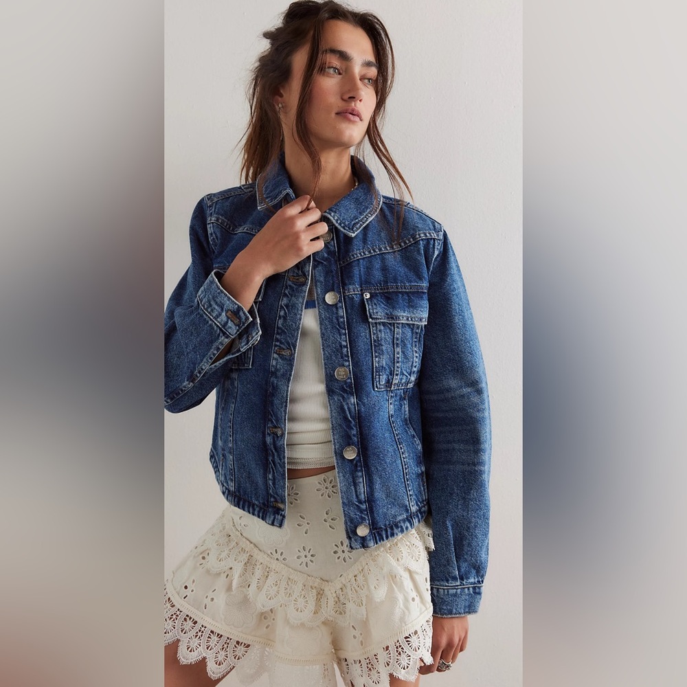 We The Free Jade Denim Jacket in High Dive Size Medium New